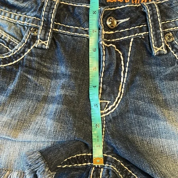 Rock Revival 30 Blue Denim Shorts with White Stitching - Picture 14 of 16